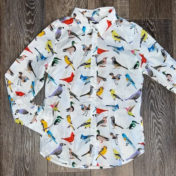 Colorful Bird Print Women's Blouse - Picture 1 of 3